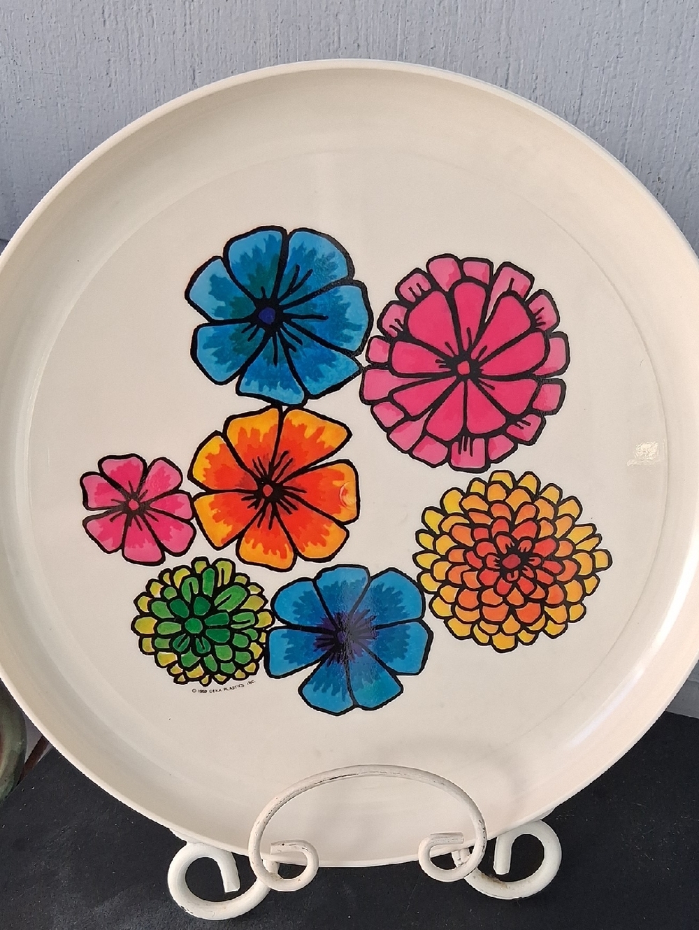 Vintage Colorful Floral  Platter 1969 By Deka